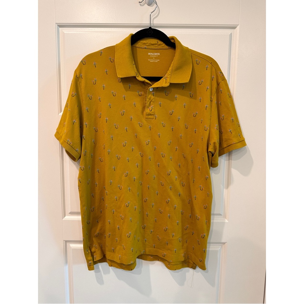 Bonobos Size L knit polo - yellow palm print